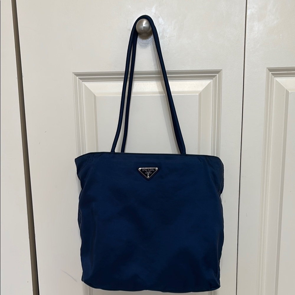 PRADA Blue Nylon Tote Bag with Card. 💯 Authentic